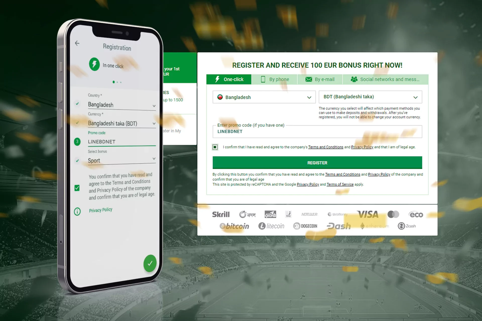Use the promo code during registration to get an additional bonus.