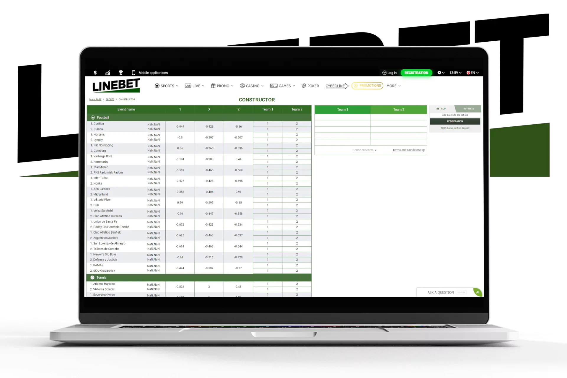 The Bet Constructor tool helps users to place bets on a couple of teams simultaneously.