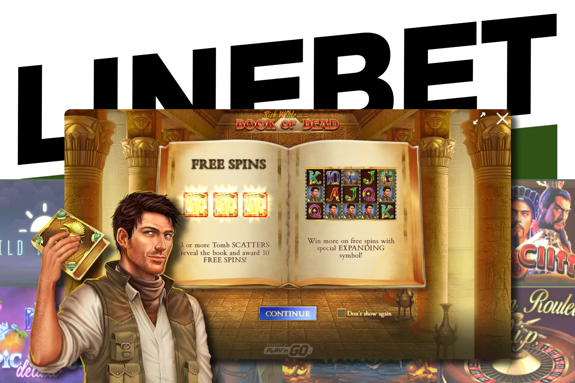 Play the exciting Book of Dead game on Linebet.