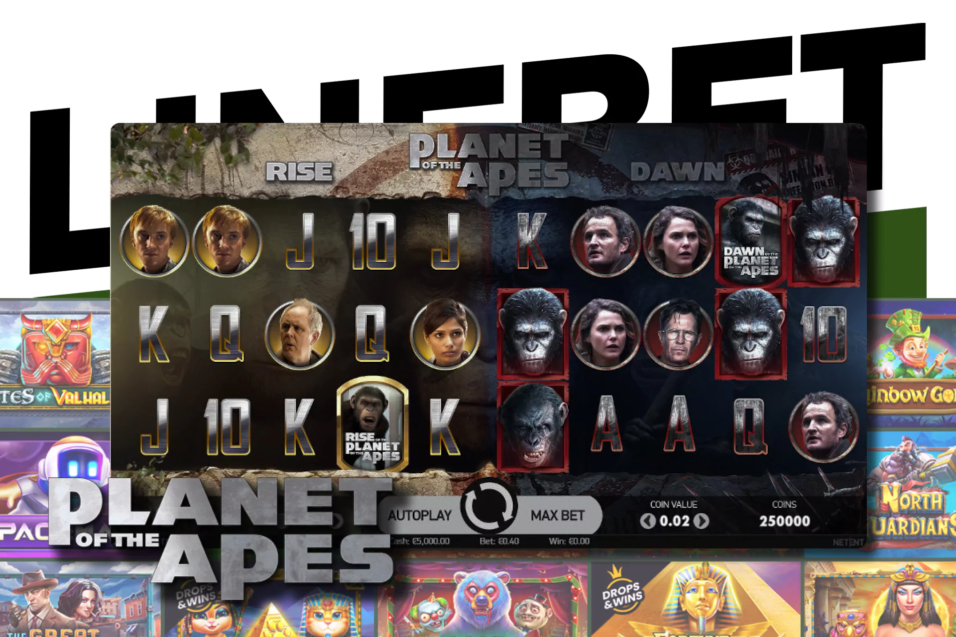 In Linebet, place your bet in the game Planet of the Apes, if you are a fan of this movie universe.