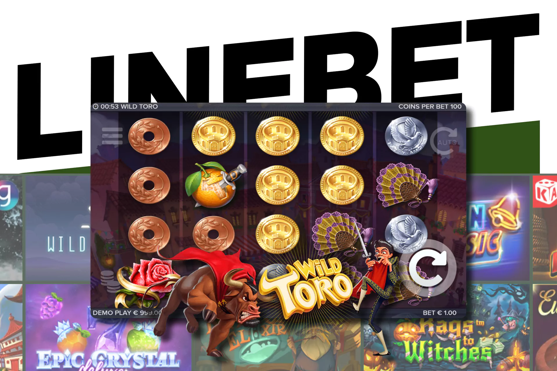 Try your luck in the Wild Toro slot machine on Linebet.