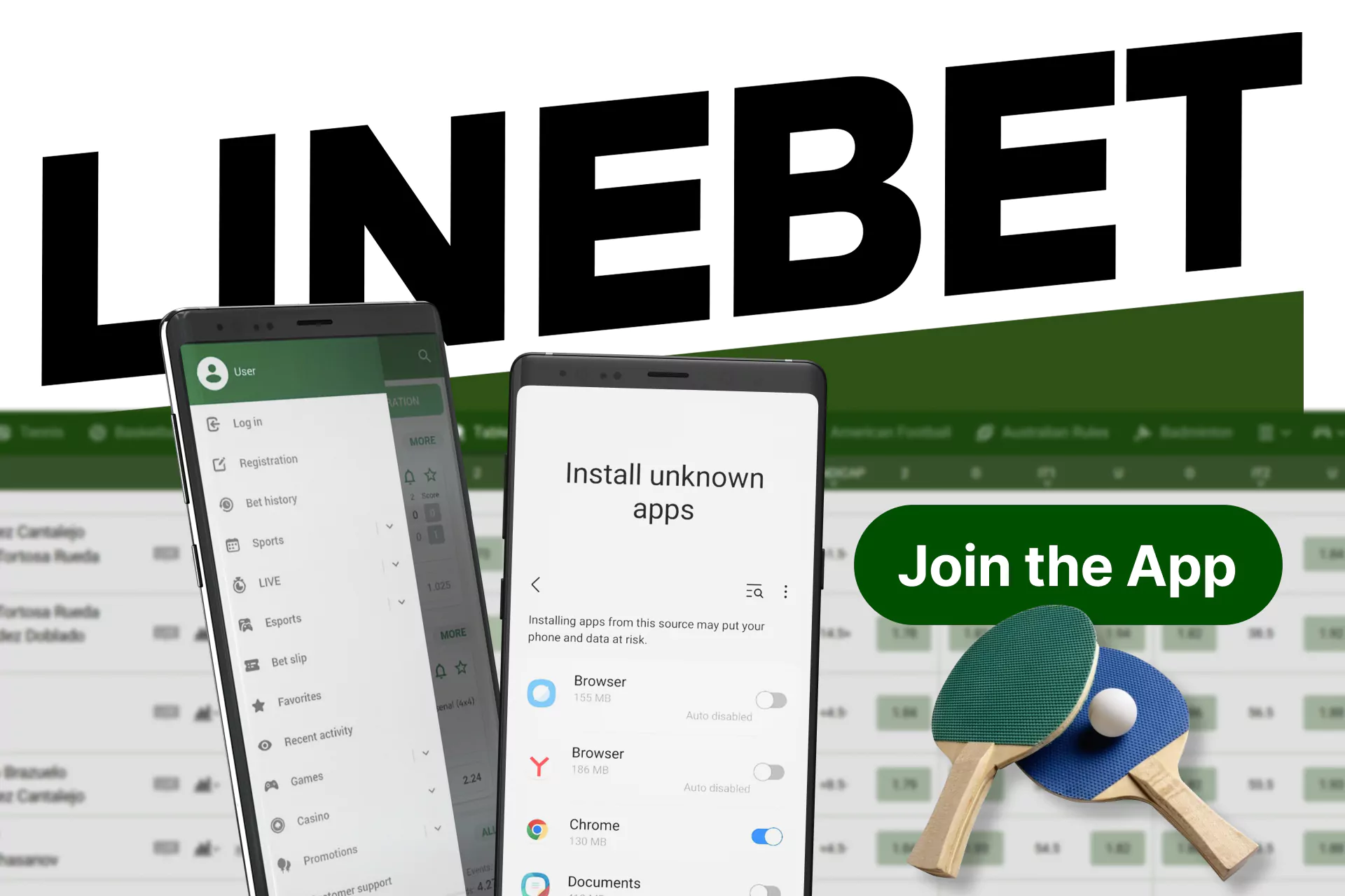 In Linebet, you can bet on table tennis directly from your phone in the app.