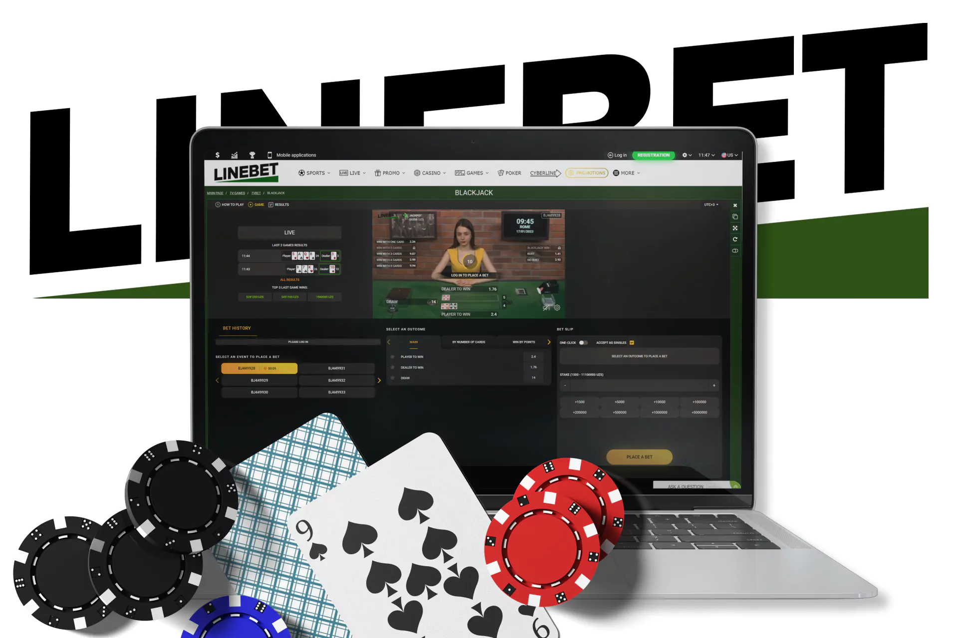 You can play blackjack at the Linebet Casino.