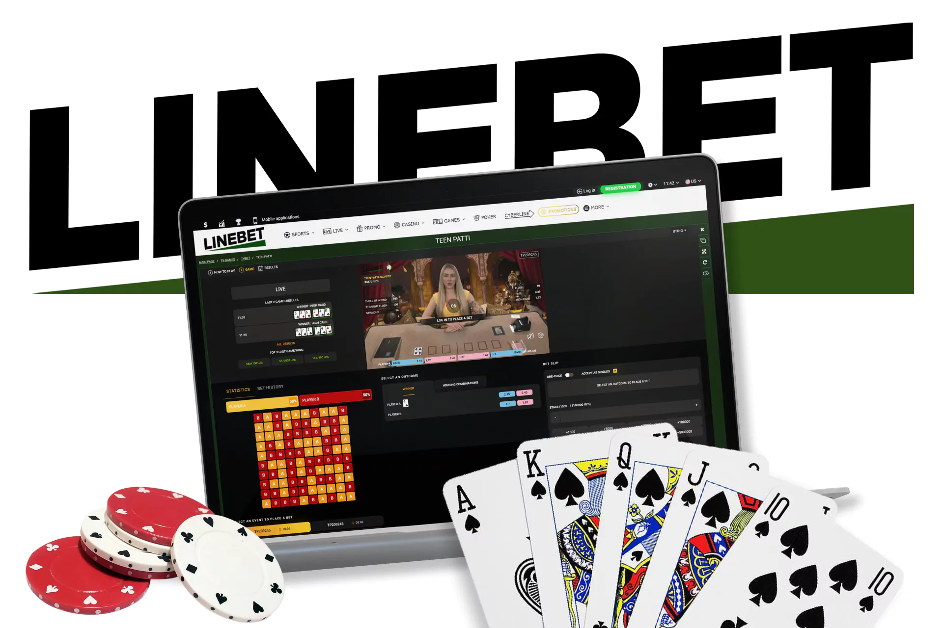 Play an interesting Teen Patti in TV games from Linebet.